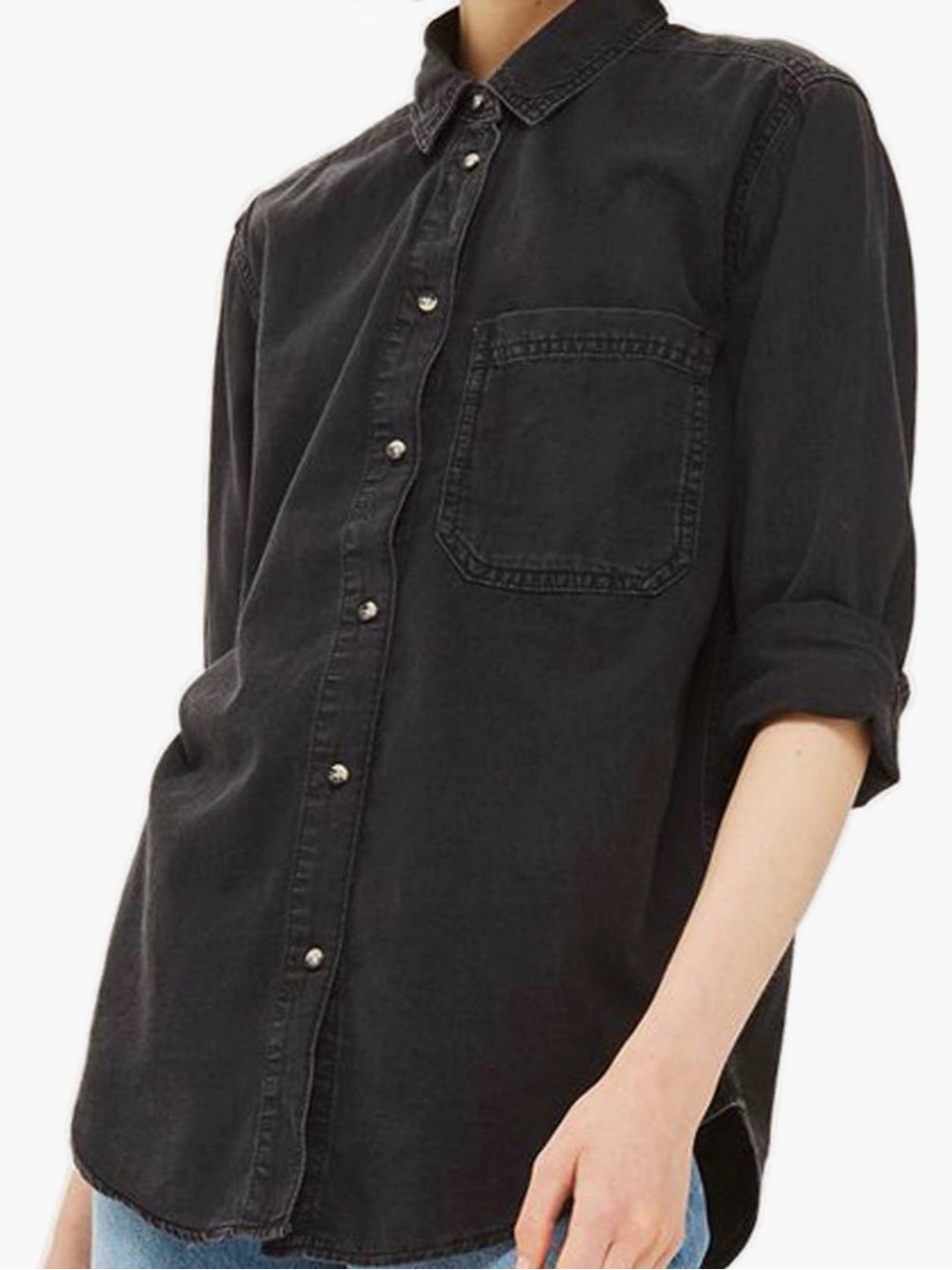 Topshop MOTO Drake Oversize Denim Shirt